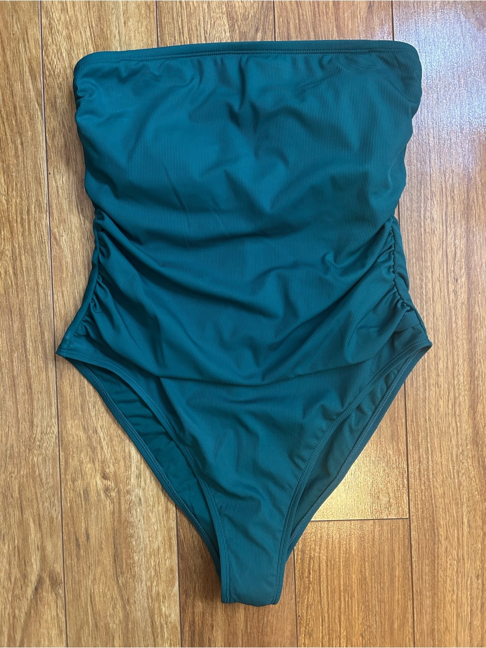 Strapless One-Piece Swimsuit in Deep Teal Size L 12/14 Shade and Shore